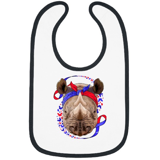 Rhino Pet CHD Awareness Rhino Bandana Red And Blue Ribbon Bibs