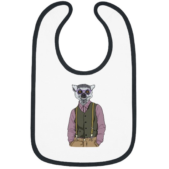 Lemur Pet Hipster Ring Tailed Lemur Primate Party Animal Monkey Lover Bibs