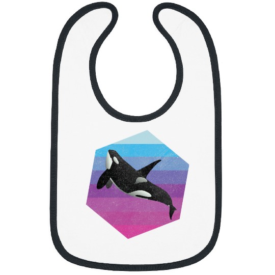 Whale Pet Orca Vintage Retro Art Killer Whale Ocean sea Life Lover Bibs