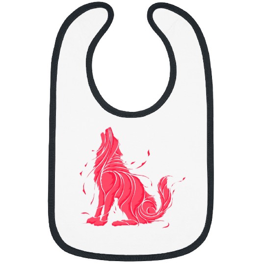Coyote Mammal Wild Coral Pink wolfs Howling Wildlife Animals Wolves Lovers Bibs