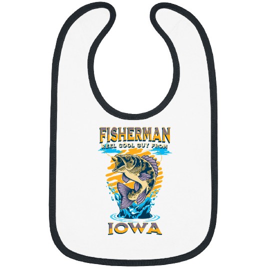 Fishing Fun Iowa Reel Cool Guy From Outdoor Fish Graphic Bibs