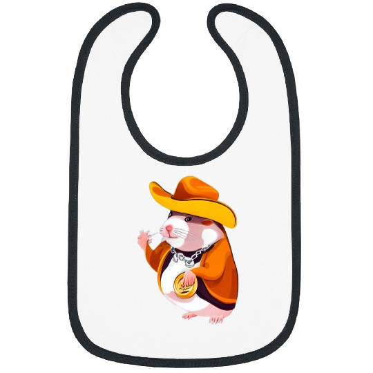Hamster Pet Cowboy Funny and Cool Animal Lover Design Bibs