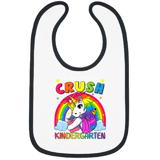 Unicorn Pet Im ready to crush Kindergarten Funny Cute Unicorn Rainbow Bibs