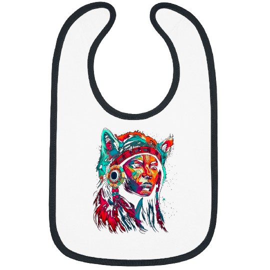 Coyote Mammal Woman wolfs Head Native American Courageous Bibs