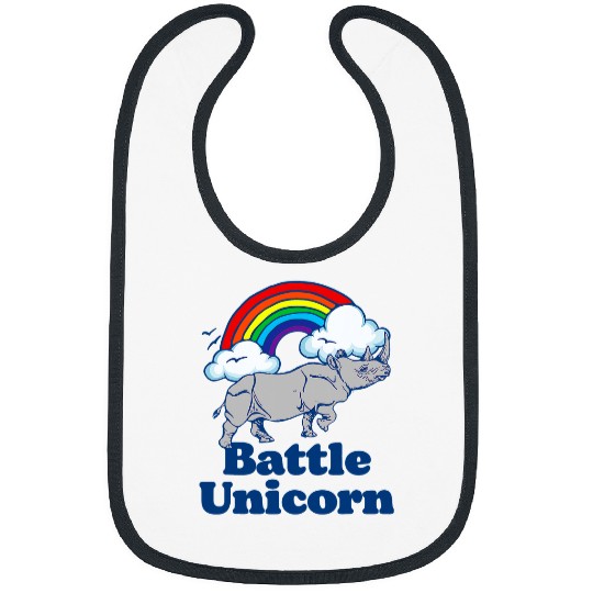 Rhino Pet Battle Unicorns Funny Retro 80s Rainbow Rhino Rhinoceros 3 Bibs
