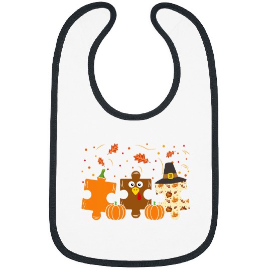 Autism Puzzle Tu Puzzle Autism Awareness Turkey Fall Autumn Pumpkin Bibs