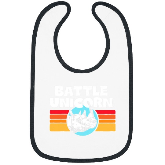 Rhino Pet Battle Unicorns Funny Retro 80s Rainbow Rhino Rhinoceros 2 Bibs