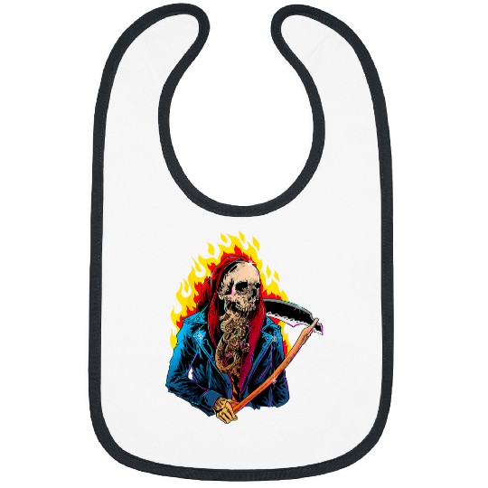 Octopus Pet Flaming Grim Reaper Octopus Skull Gothic Skeletons Death Bibs