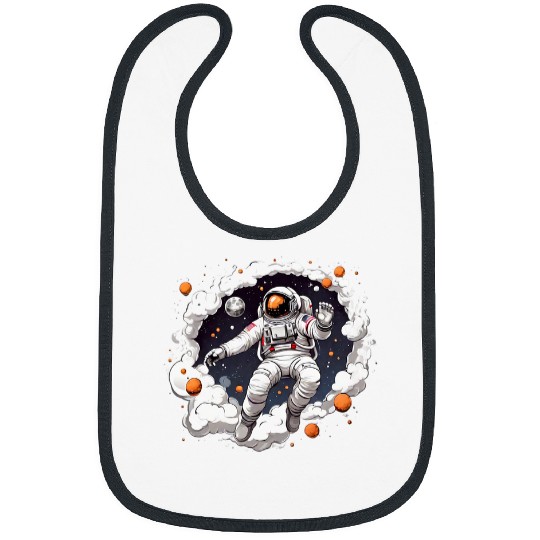 Astronaut Job Floating In Space Solar System Stars Planets 3 Bibs