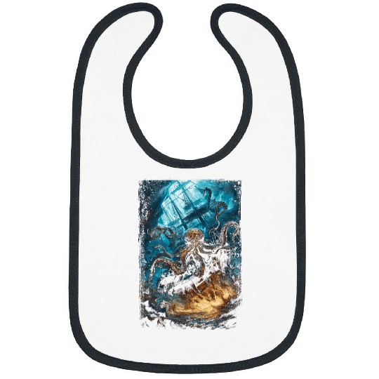 Octopus Pet Giant Octopus Pirate Ship vintages Kraken Sailing Squid 8 Bibs