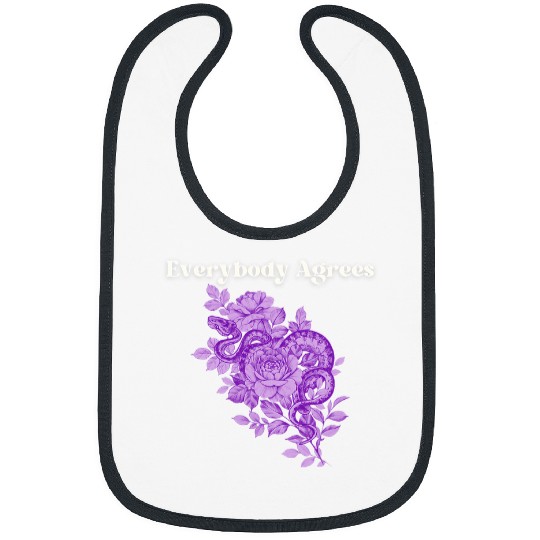Snake Pet Everybody Agrees Modern Lavender Snake Floral Artwork Bibs