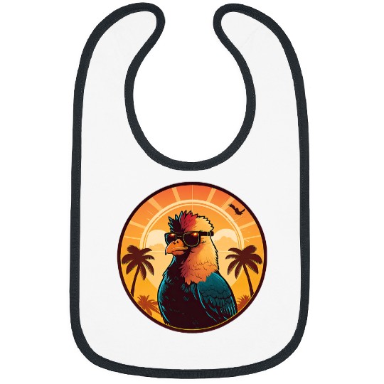 Chicken Pet Cool Retro sunset vintages sunrise Bibs