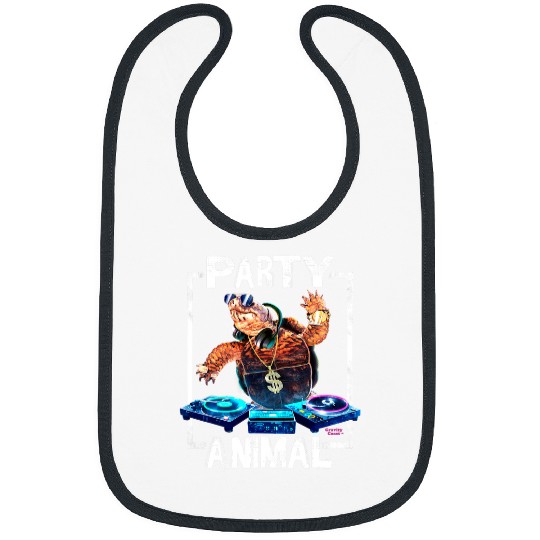 Turtle Pet Party Animal Turtle DJ Hip Hop ClubMix on Turntables Turtles 43 Bibs