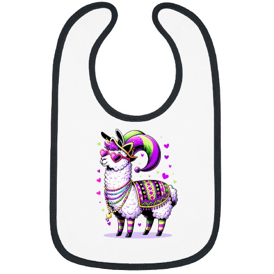 Llama Pet Mardi Gras Llama Funny Fat Tuesday Party Animal Bibs