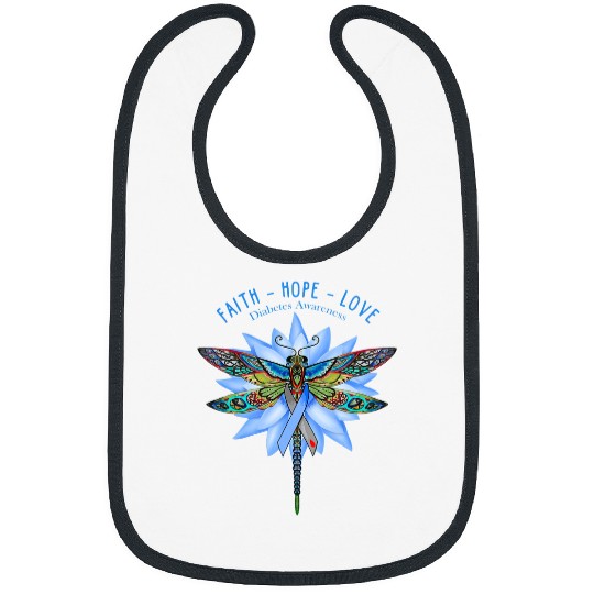 diabetess Ribbon faith hope love dragonfly Bibs
