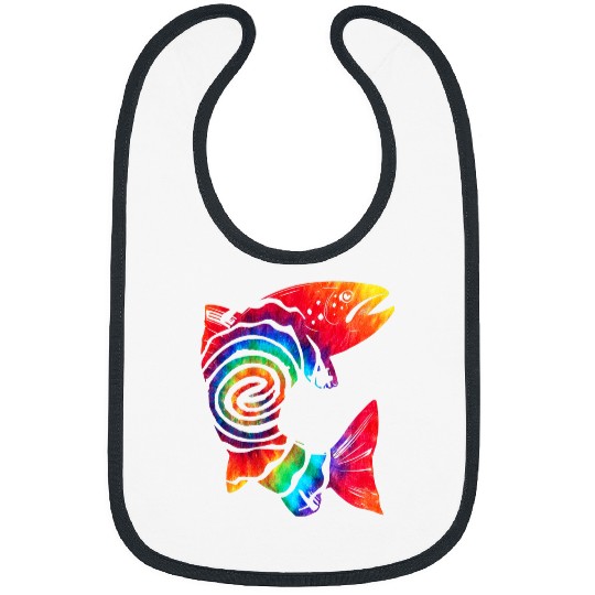 Fishing Fun Trout Fish Tie Dye vintages Trout Fishing Lover Bibs