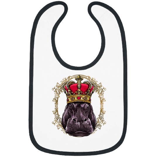 Hippo Pet King Hippopotamus Wearing Crown Queen Hippo Animal Bibs