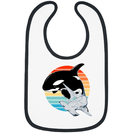 Shark Pet Hammerhead Shark Orca Vintage Sunset Shark Day Bibs
