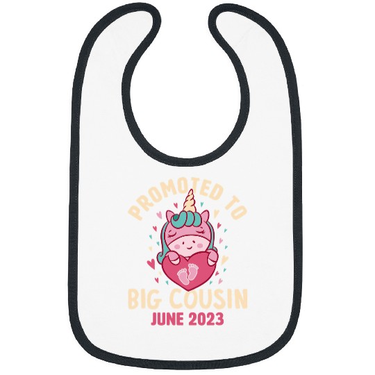 Unicorn Pet Promoted to Big Cousin June Unicorn Hearts Niece Long Bibs