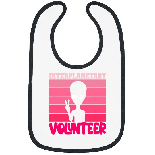 Aliens UFO Interplanetary Volunteer Funny Alien Hand Peace Sign Design 32 Bibs