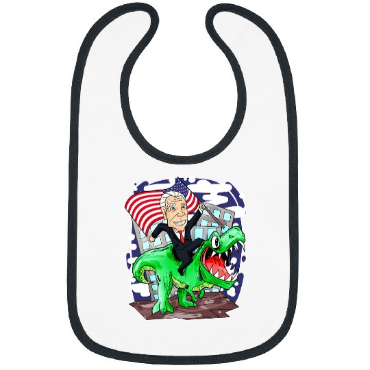Dinosaur Pet Joe Biden Dinosaur American Flag Bibs