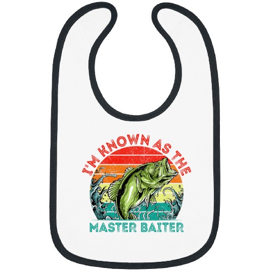 Fishing Fun Im Known as the Master Baiter Funny Fishing Humor Fisherman 1 Bibs