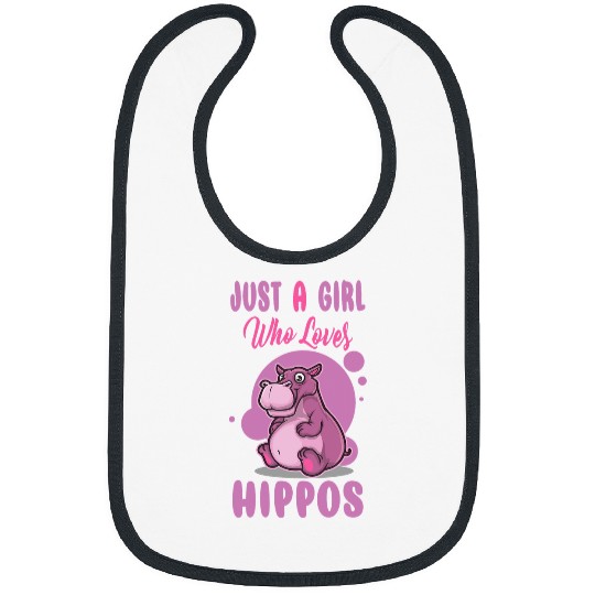 Hippo Pet Just A Girl Who Loves Hippos Flower Cute Floral Bibs