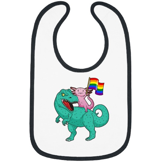Axolotls Pet Dinosaur Axolotls Gay Pride Rainbow Flag Lesbian Bibs