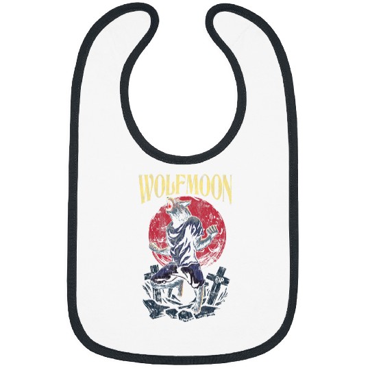 Coyote Mammal wolfsmoon Red Moon Design For Werewolfs Movies And Wolves Fans Bibs