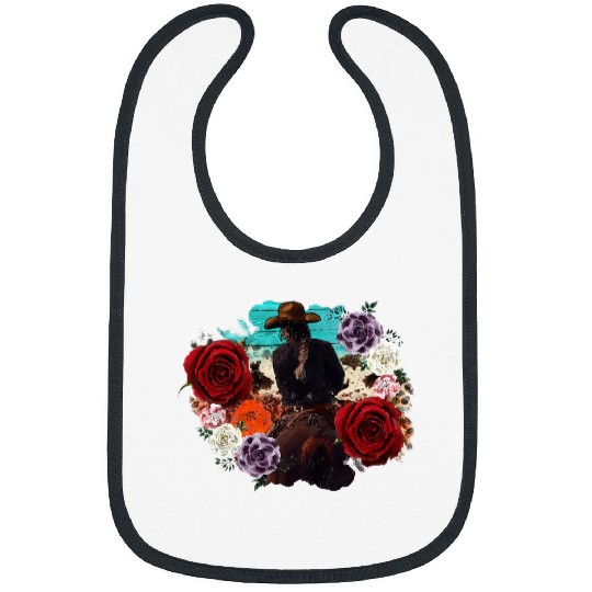 Horse Pet Western Cowboy Cowgirl With Horse And Roses Bibs