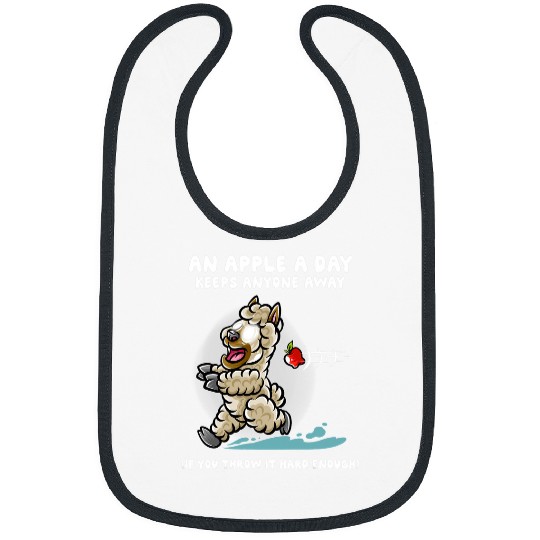Llama Pet An Apple A Day Keeps Anyone Away Nerd Llama Alpaca Funny Bibs