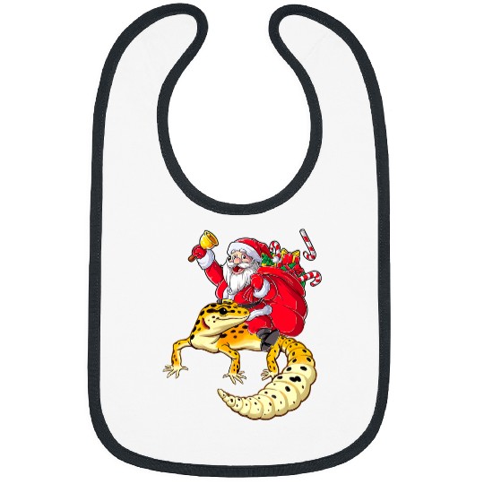 Gecko Pet Fun Santa Delivering Presents On Leopard Gecko Lizard 1 Bibs