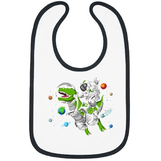 Dinosaur Pet Astronaut Riding TRex Dinosaur Astro Space Cosmic Bibs