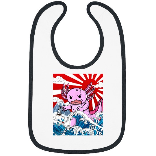 Axolotls Pet vintages Axolotls Kaiju Japanese Great Wave Off Kanagawa Bibs
