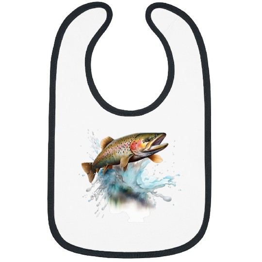 Fishing Fun trout rainbow brook fisherman freshwater angler fish 1 Bibs