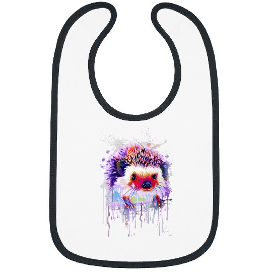 Hedgehog Pet Face Hand Drawn Water Color Splash Art Colorful Pet Bibs