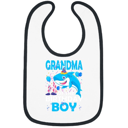 Shark Pet Grandma of The Birthday Boy Shark Ocean Matching Family Bibs