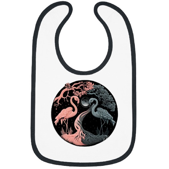 Flamingo Pet Moon Art Animal Print Bibs