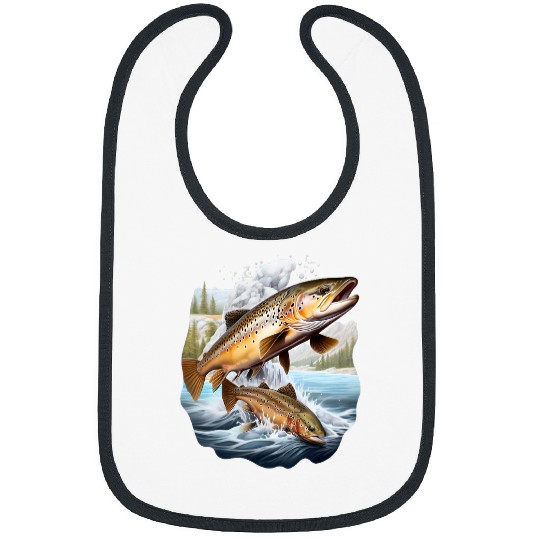 Fishing Fun trout rainbow brook fisherman freshwater angler fish 3 Bibs