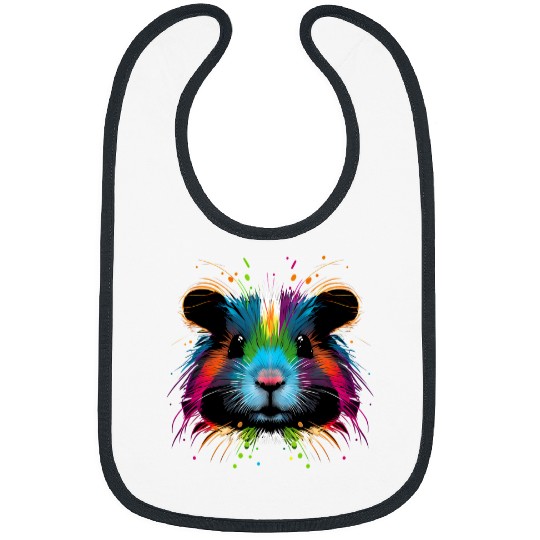 Guinea Pig Pet Face Colorful Funny Animals Art Black Bibs