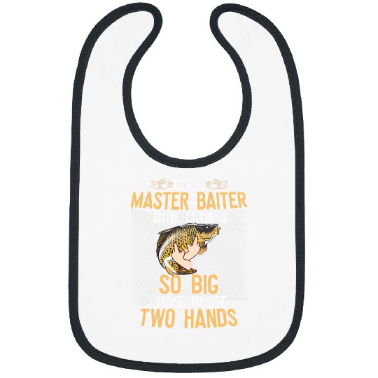 Fishing Fun Mens Master Baiter So Big Two Hands Funny Fishing Carp for Men Bibs