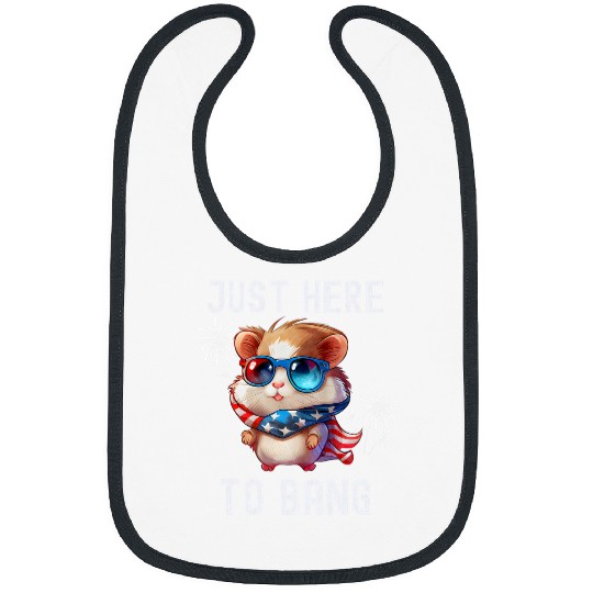 Hamster Pet Just Here To Bang USA Flag Funny Hamster 4th Of July Eagle Bibs
