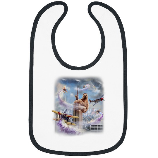 Sloth Pet Gift Giant Sloth Laying Siege on Manhattan New York City Bibs