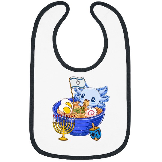 Axolotls Pet Happy Hanukkah Merry Chrismukkah Funny Ramen Noodles Axolotls 14 Bibs