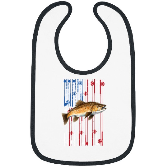 Fishing Fun Brown Trout Fishing American Flag with Brown Trout Bibs