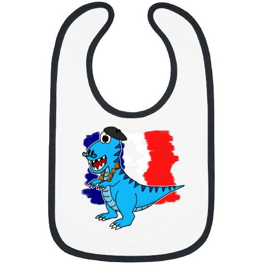 Dinosaur Pet Bastille Day Happy 14th July Dinosaur French TRex Funny Bibs