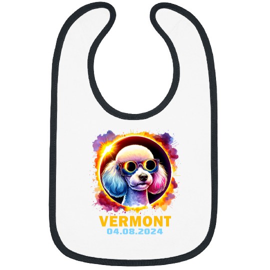 Poodle Pet Vermont Total Solar Eclipse 2024 Poodle Dog Colorful Bibs