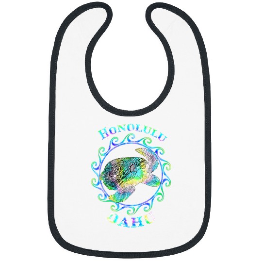 Turtle Pet Honolulu Hawaii Vacation Colorful Tribal Bibs