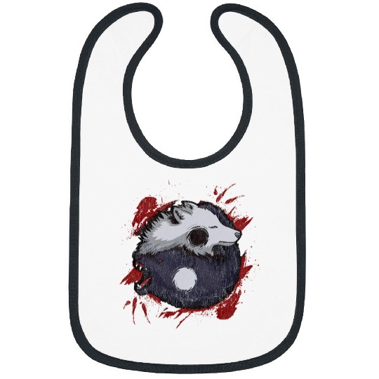 Coyote Mammal Ying Yang wolfs Japanese wolfs Art Theme Grunge Style Bibs