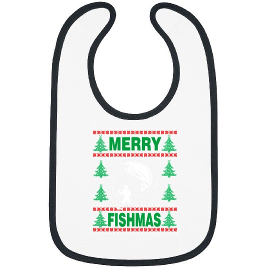 Fishing Fun Merry Fishmas Funny Fishing Ugly Christmas Sweater Boys Men 387 Bibs